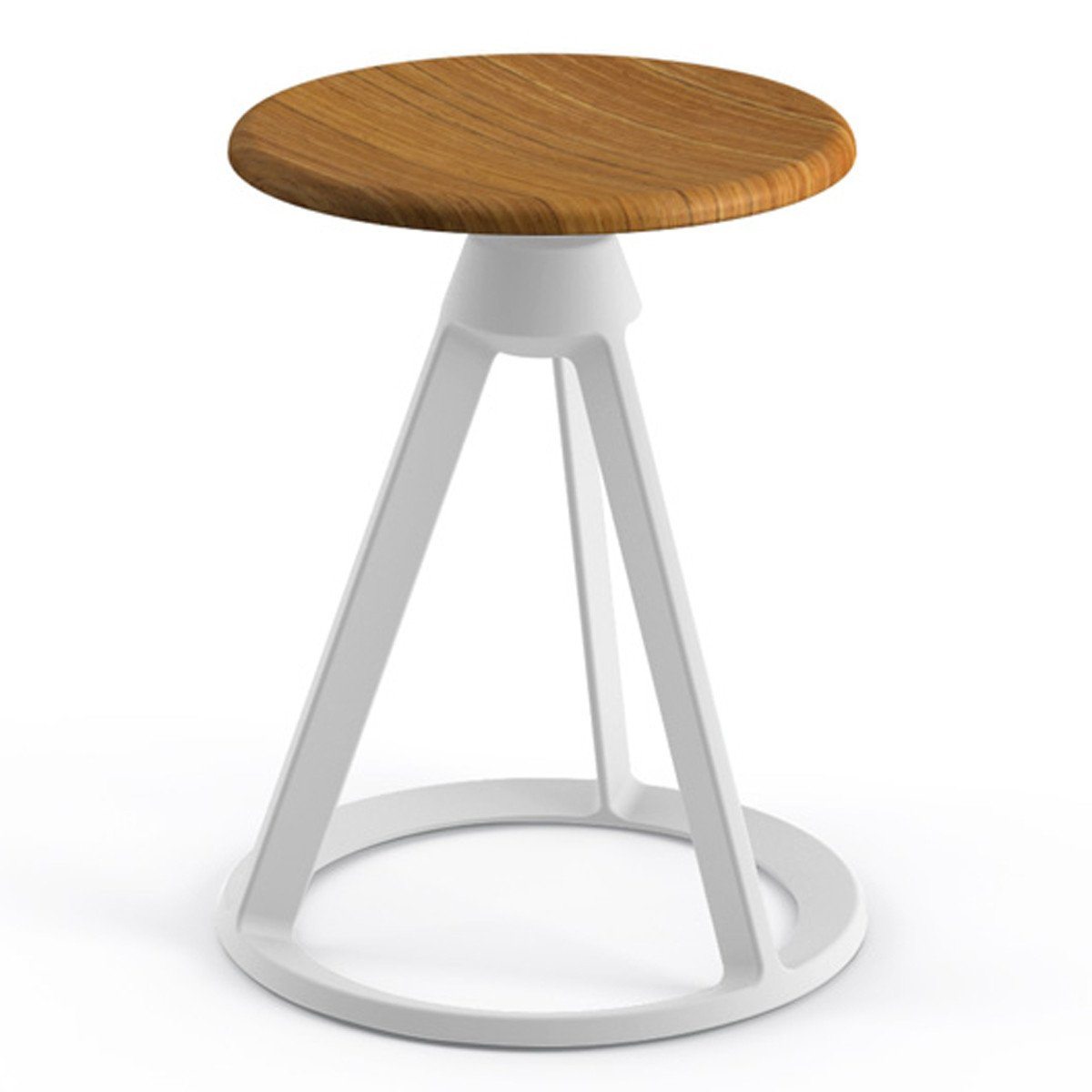 Piton Indoor Fixed-Height Stool Stools Knoll Teak White 