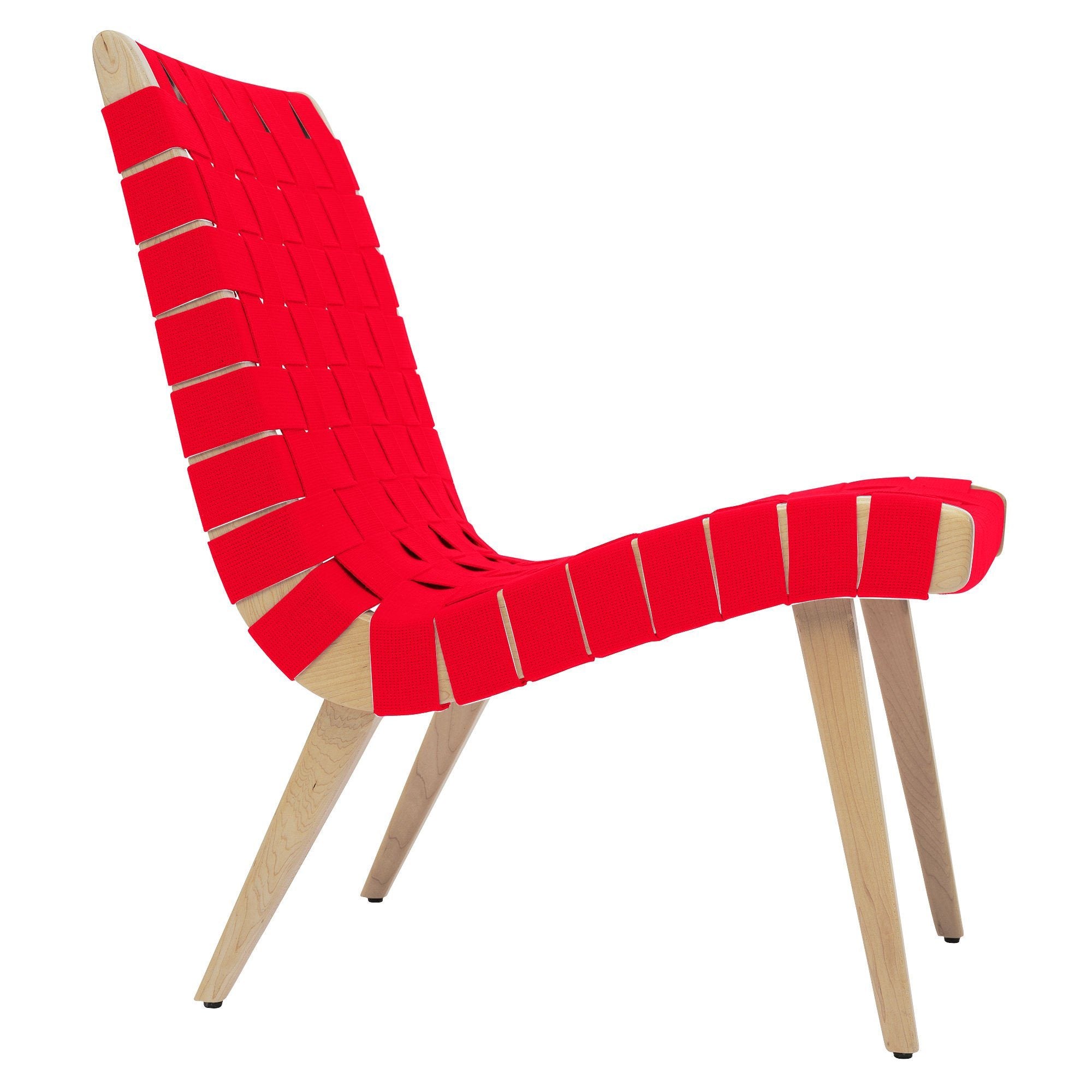 Risom Lounge Chair lounge chair Knoll Clear Maple Tomato Cotton-Nylon Webbing 