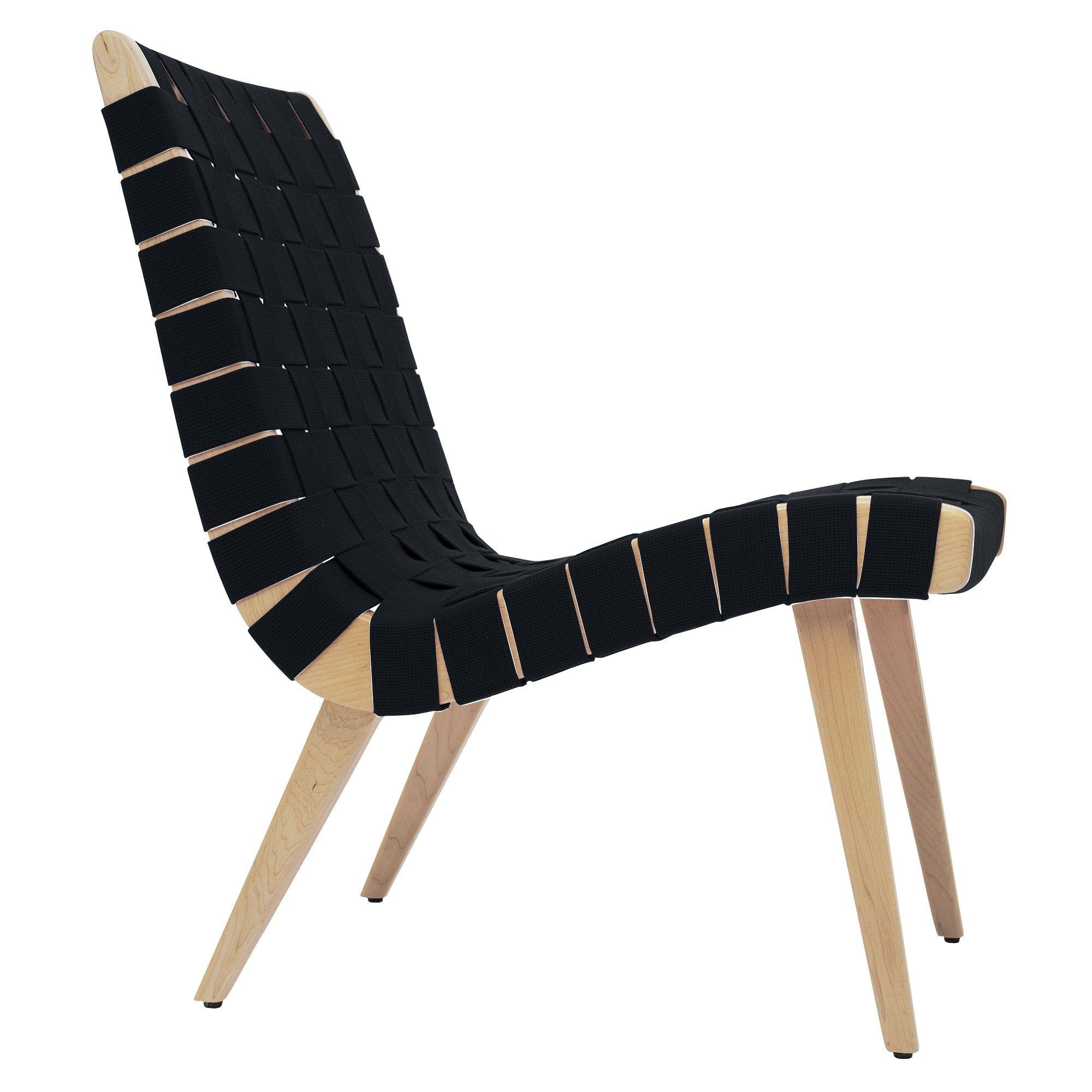 Risom Lounge Chair lounge chair Knoll Clear Maple Black Cotton Webbing 