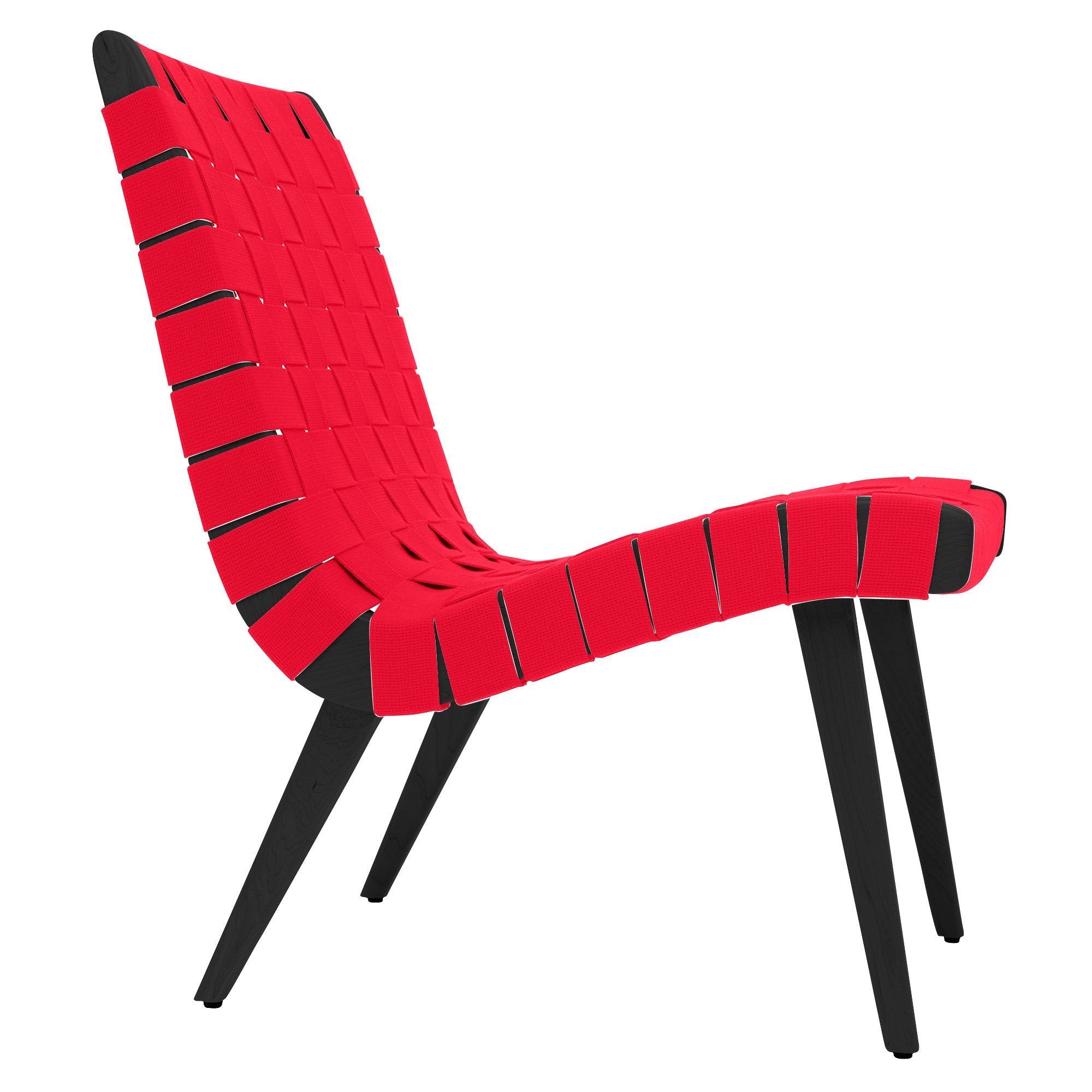 Risom Lounge Chair lounge chair Knoll Ebonized Maple Red Cotton Webbing 