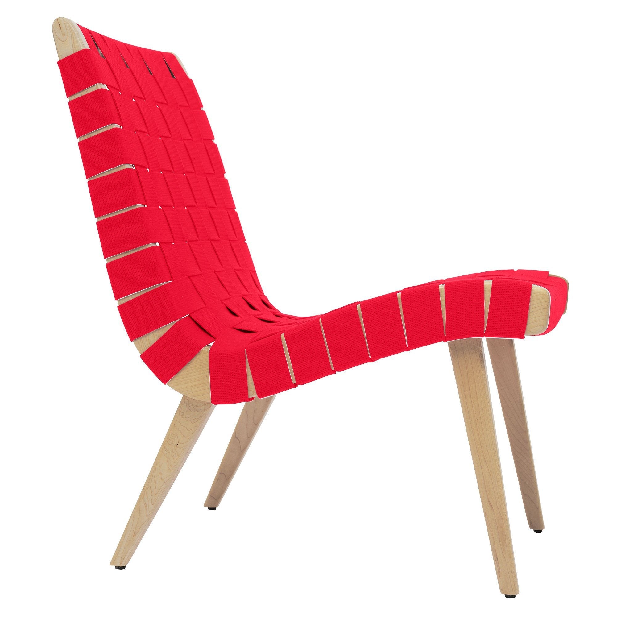 Risom Lounge Chair lounge chair Knoll Clear Maple Red Cotton Webbing 