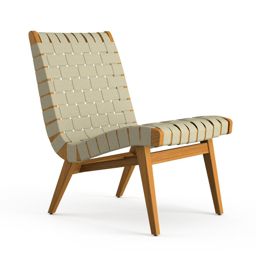 Risom Outdoor Lounge Chair Outdoors Knoll Antique Beige Sunbrella Webbing 