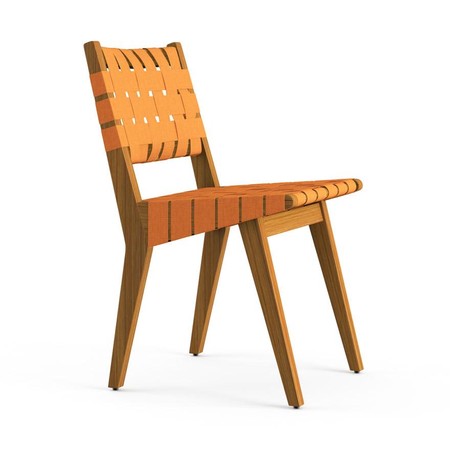 Risom Outdoor Side Chair Outdoors Knoll Ochre Sunbrella Webbing 