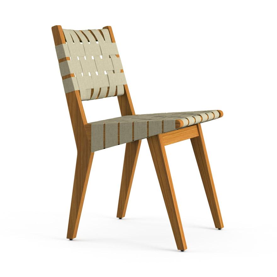 Risom Outdoor Side Chair Outdoors Knoll Antique Beige Sunbrella Webbing 