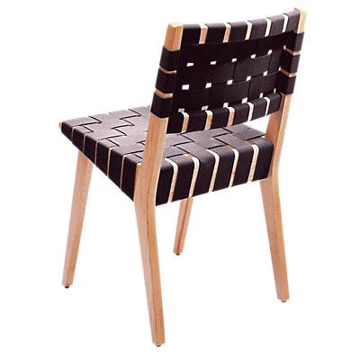 Risom Side Chair with Webbed Back Side/Dining Knoll Maple Aubergine Cotton Webbing 