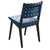 Risom Side Chair with Webbed Back Side/Dining Knoll Ebonized Maple Steel Blue Cotton Webbing 