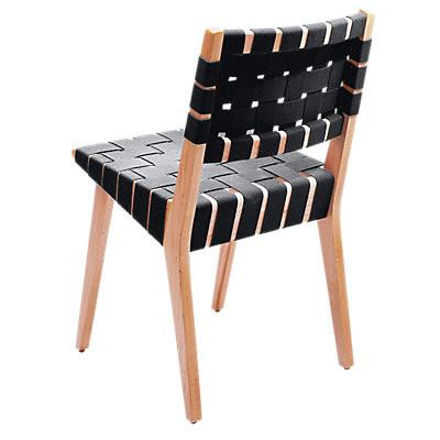 Risom Side Chair with Webbed Back Side/Dining Knoll Maple Black Cotton Webbing 