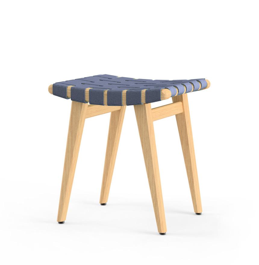 Risom Stool Stools Knoll Clear Maple Steel Blue Cotton 