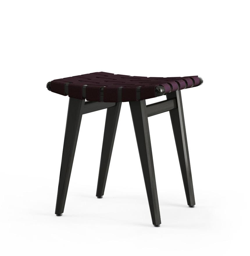 Risom Stool Stools Knoll Ebonized Maple Aubergine Cotton 