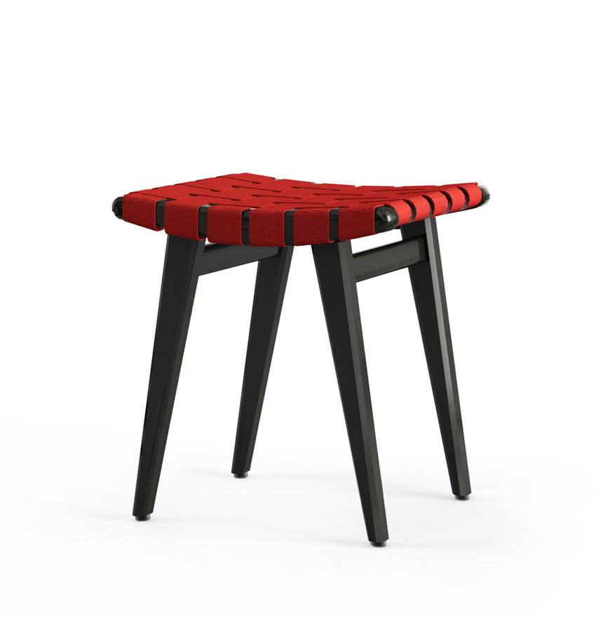 Risom Stool Stools Knoll Ebonized Maple Red Cotton 