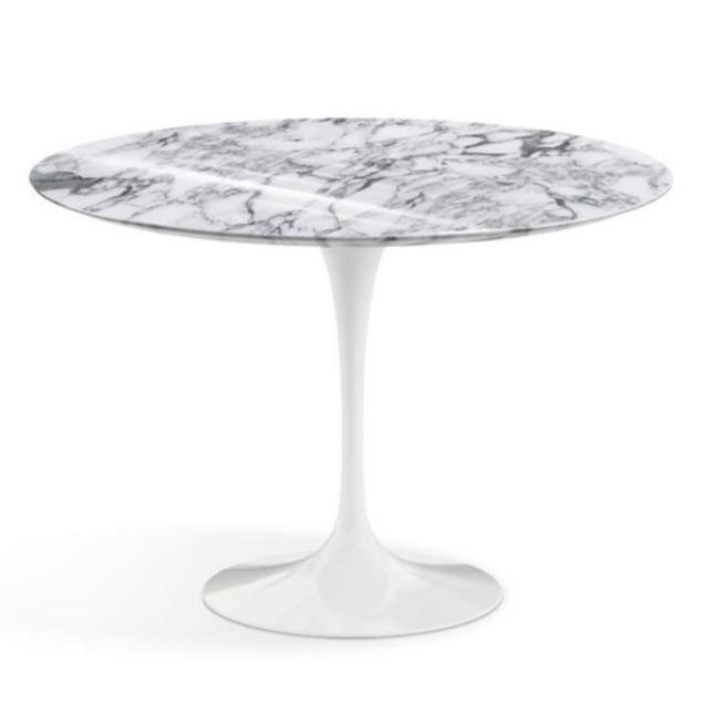 Saarinen 42" Round Dining Table Dining Tables Knoll White Arabescato Coated Marble 