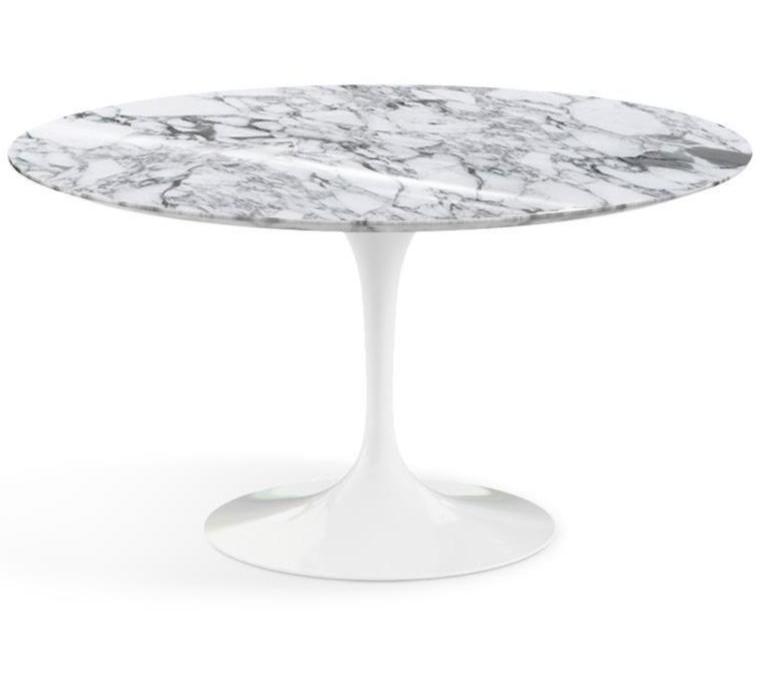 Saarinen 54" Round Dining Table Dining Tables Knoll White Arabescato marble, Shiny finish 