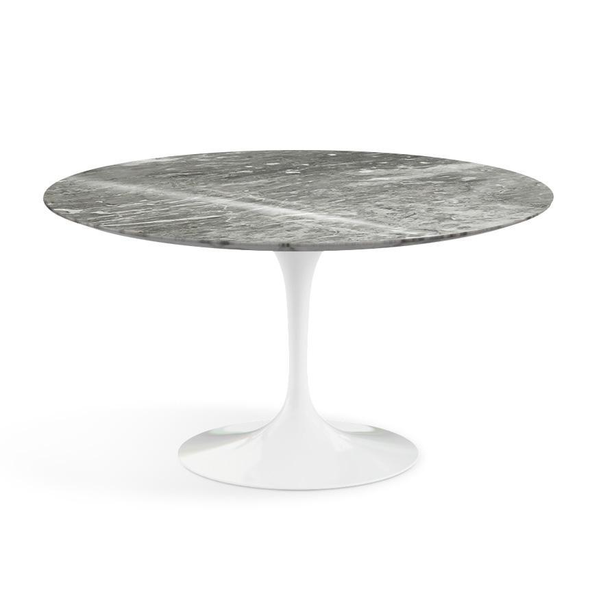 Saarinen 54" Round Dining Table Dining Tables Knoll White Grey marble, Shiny finish 