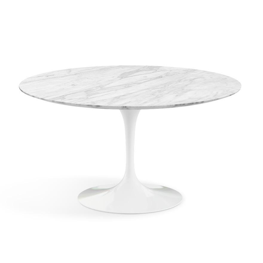 Saarinen 54" Round Dining Table Dining Tables Knoll White Carrara marble, Satin finish 