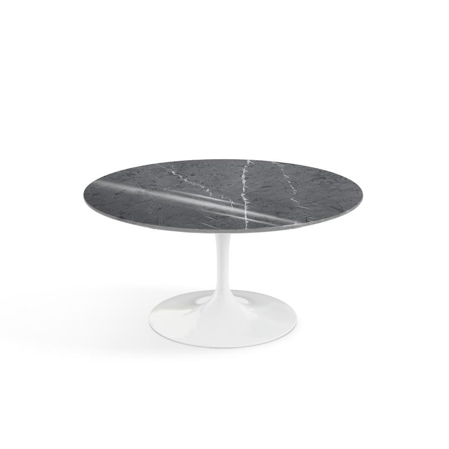 Saarinen Coffee Table - 35" Round Coffee Tables Knoll White Grigio Marquina marble, Shiny finish 