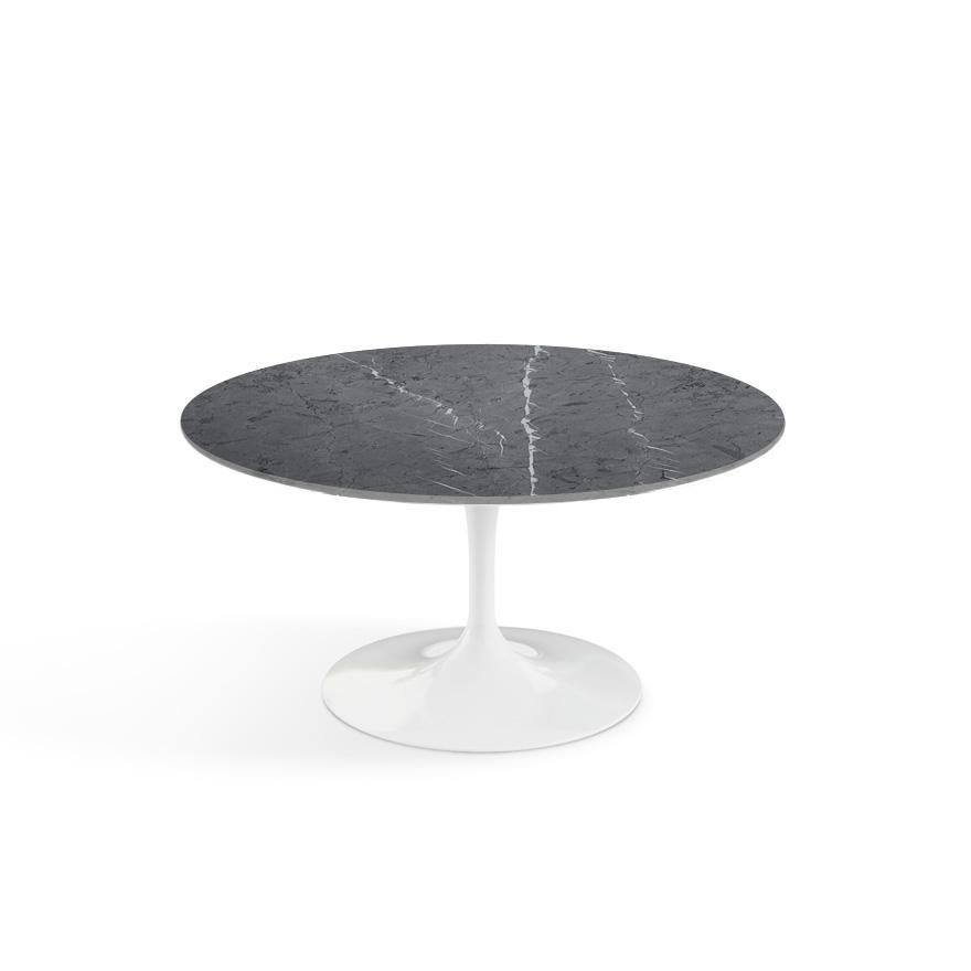 Saarinen Coffee Table - 35" Round Coffee Tables Knoll White Grigio Marquina marble, Satin finish 
