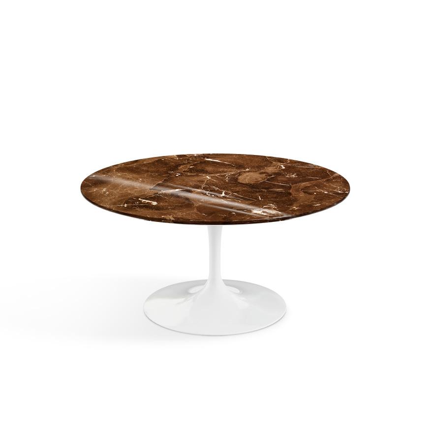 Saarinen Coffee Table - 35" Round Coffee Tables Knoll White Espresso marble, Shiny finish 