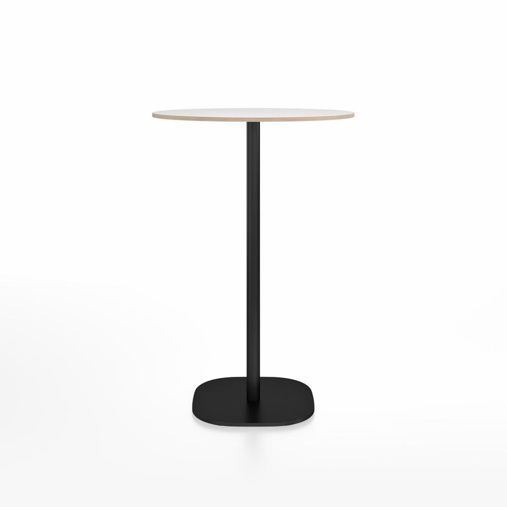 Emeco 2 Inch Flat Base Bar Height Table - Round Top Coffee table Emeco Table Top 30" Black Powder Coated Aluminum White Laminate Plywood