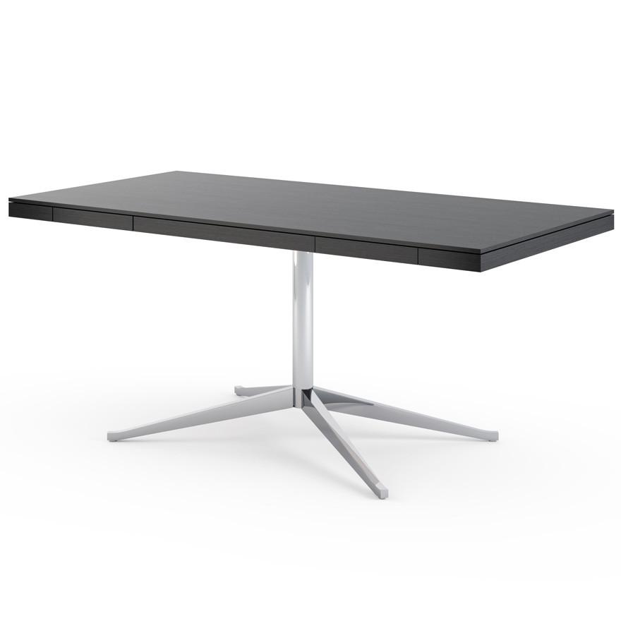 Florence Knoll Model 2485 Executive Desk Desk's Knoll Polished Chrome Ebonized Oak 