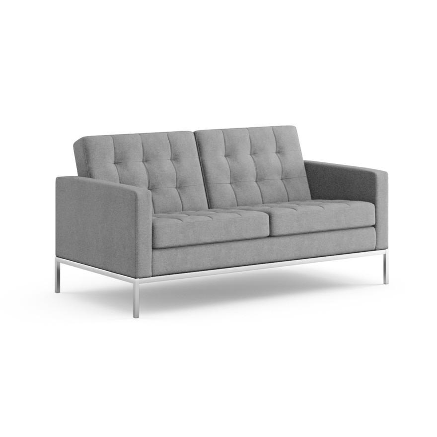 Florence Knoll Settee Sofa Knoll Knoll Velvet - Silver 