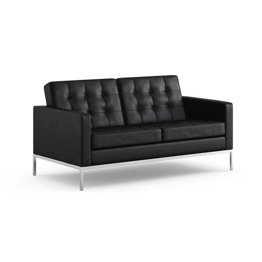 Florence Knoll Settee Sofa Knoll Volo Leather - Black 