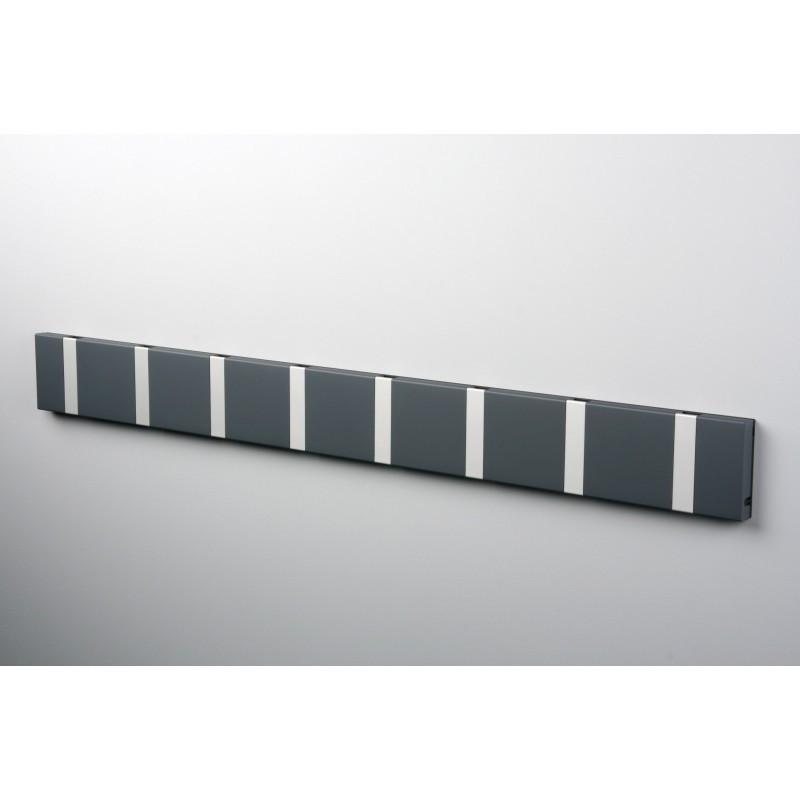 Knax Horizontal Colored Coat Hook Coat Hooks Loca 8 hooks Aluminum Anthracite Grey