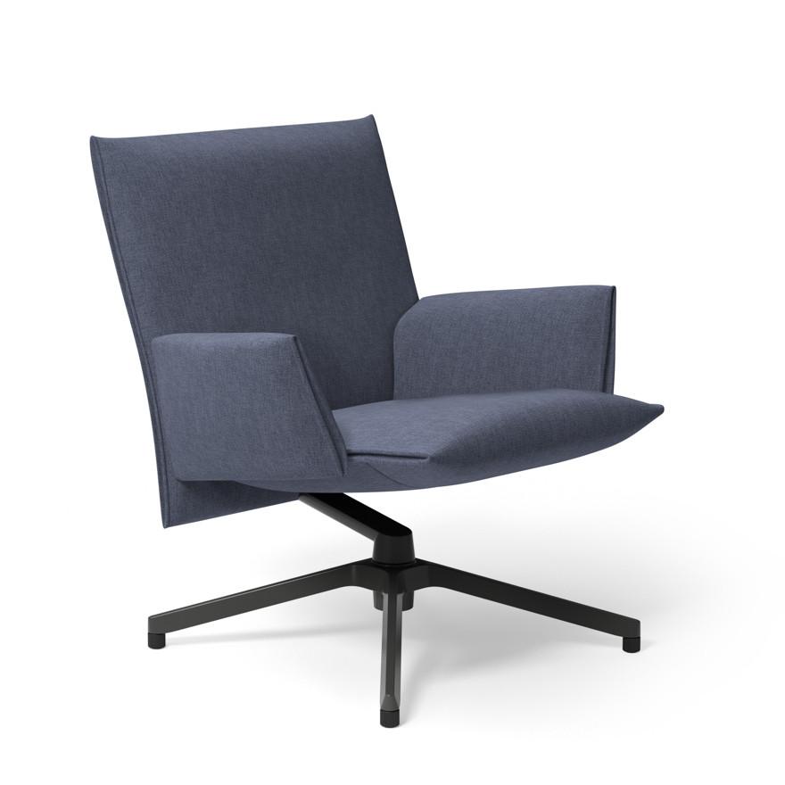 Pilot by Knoll™ - Low Back Lounge Chair with Upholstered Arms lounge chair Knoll Dark Grey Painted Delite fabric - Catalina 