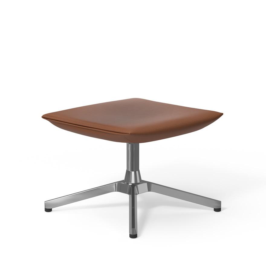 Pilot by Knoll Ottoman ottomans Knoll Polished Aluminum Prairie leather - Lantern 