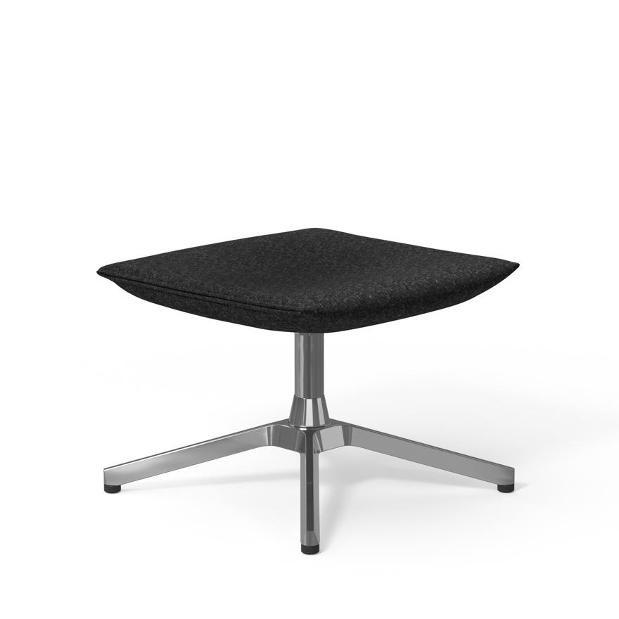 Pilot by Knoll Ottoman ottomans Knoll Polished Aluminum Melange fabric - Onyx 