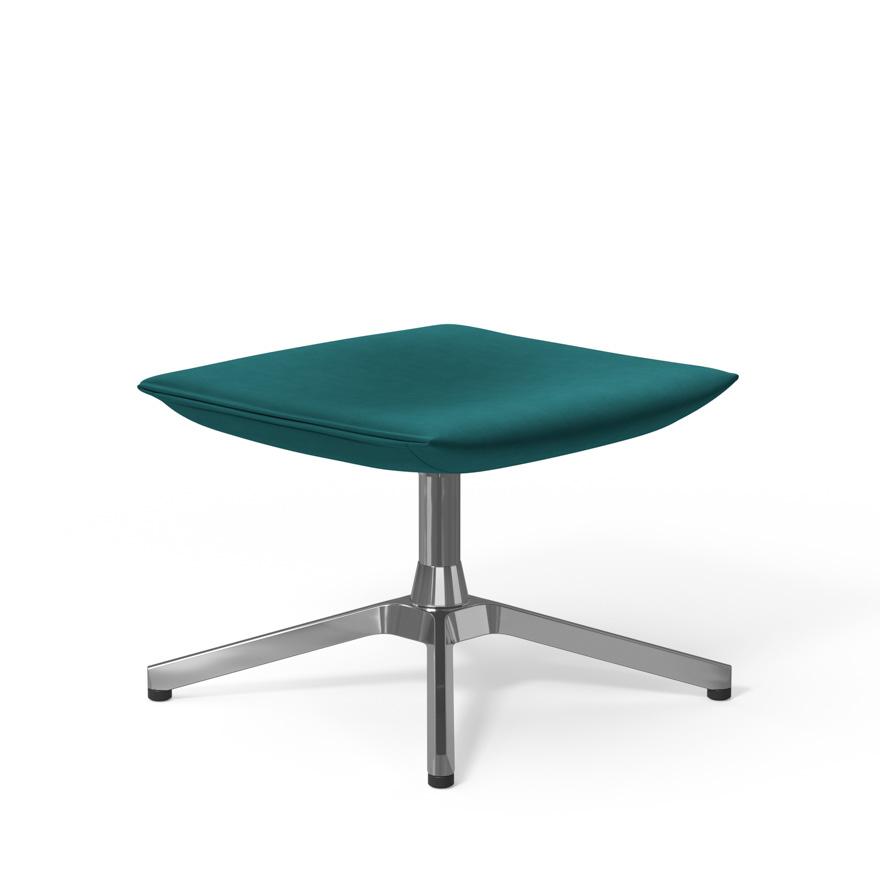 Pilot by Knoll Ottoman ottomans Knoll Polished Aluminum Ultrasuede fabric - Alpine 