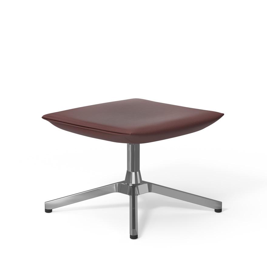 Pilot by Knoll Ottoman ottomans Knoll Polished Aluminum Volo leather - Garnet 