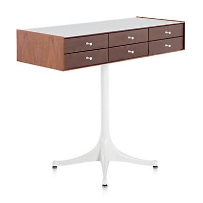 Nelson Miniature Chest 6 Drawer With Pedestal storage herman miller Walnut and Dark Brown Walnut Studio White Studio White