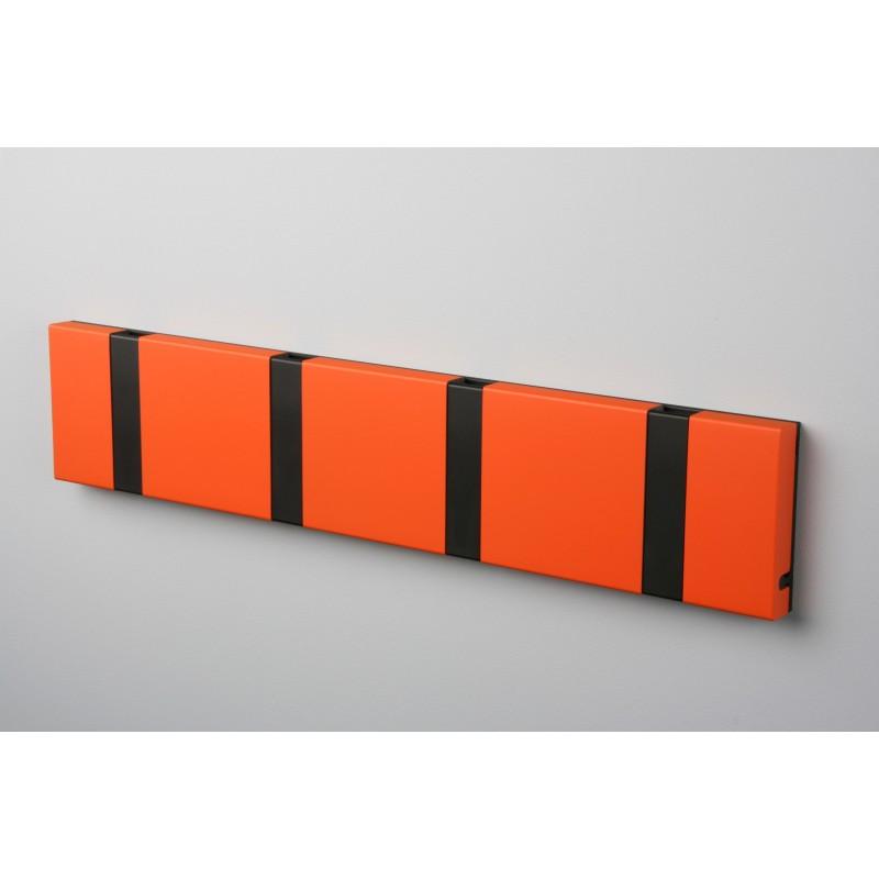 Knax Horizontal Colored Coat Hook Coat Hooks Loca 4 hooks Black Hot Orange