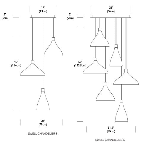 Swell Multi-Light Pendant hanging lamps Pablo 