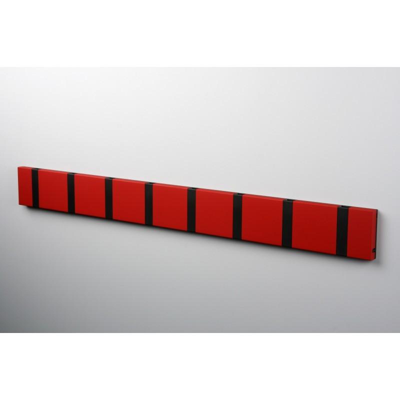 Knax Horizontal Colored Coat Hook Coat Hooks Loca 8 hooks Black Imperial Red