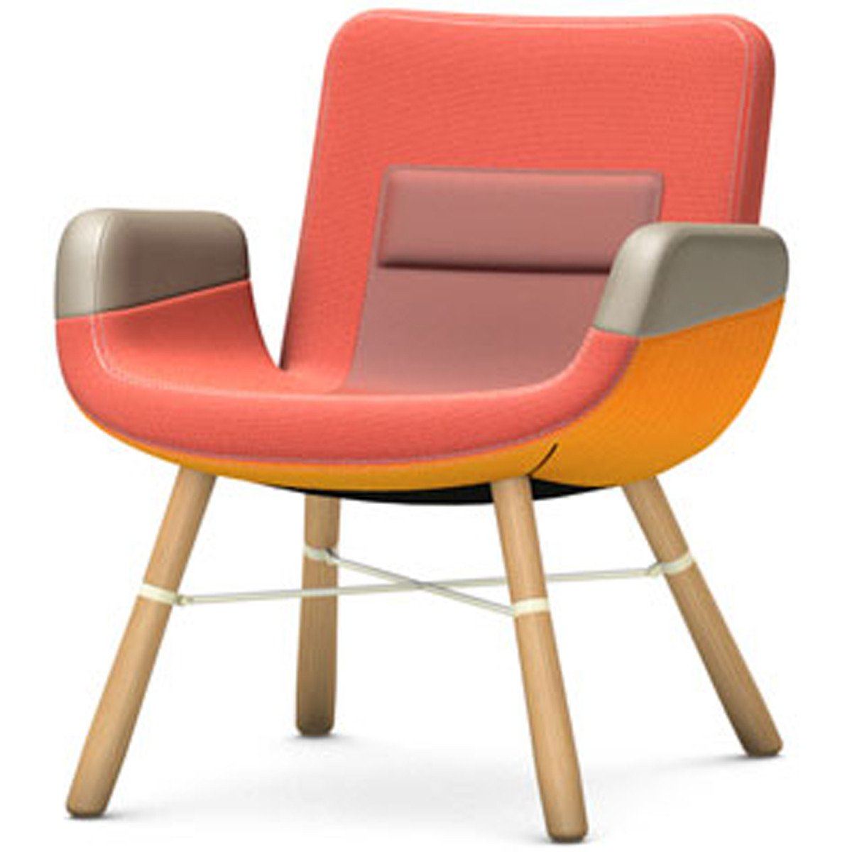 East River Lounge Chair lounge chair Vitra Fabric combination red Natural oak with protective varnish 