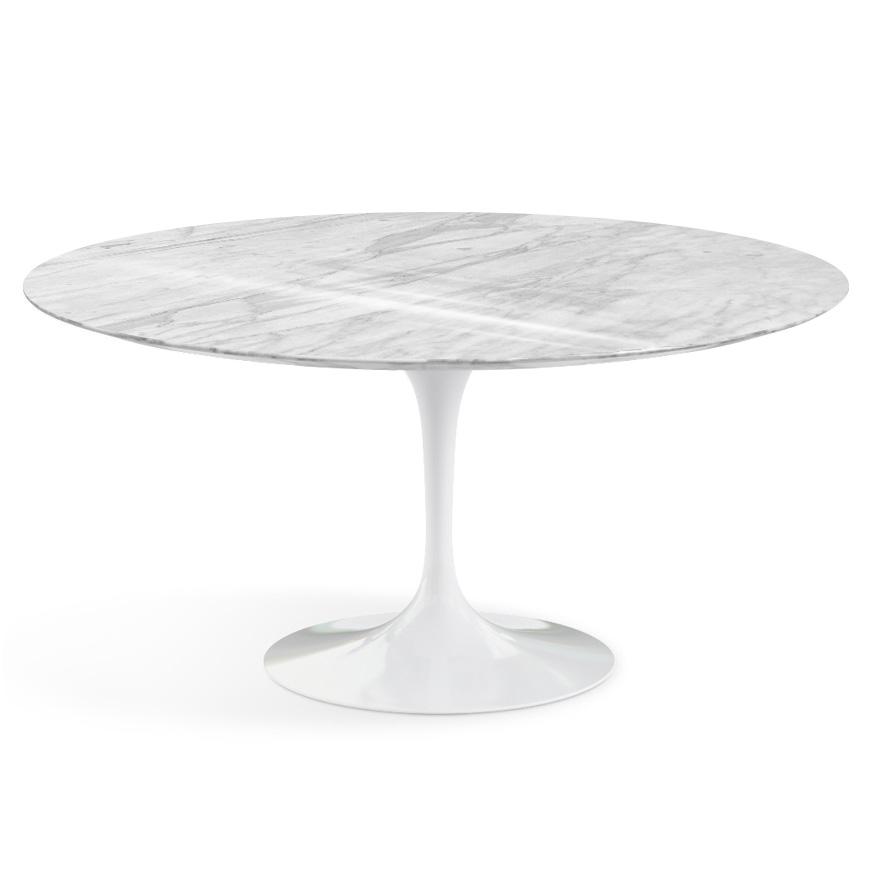 Saarinen 60" Round Dining Table Dining Tables Knoll White Carrara Coated Marble 