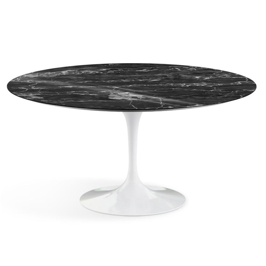 Saarinen 60" Round Dining Table Dining Tables Knoll White Portoro marble, Shiny finish 