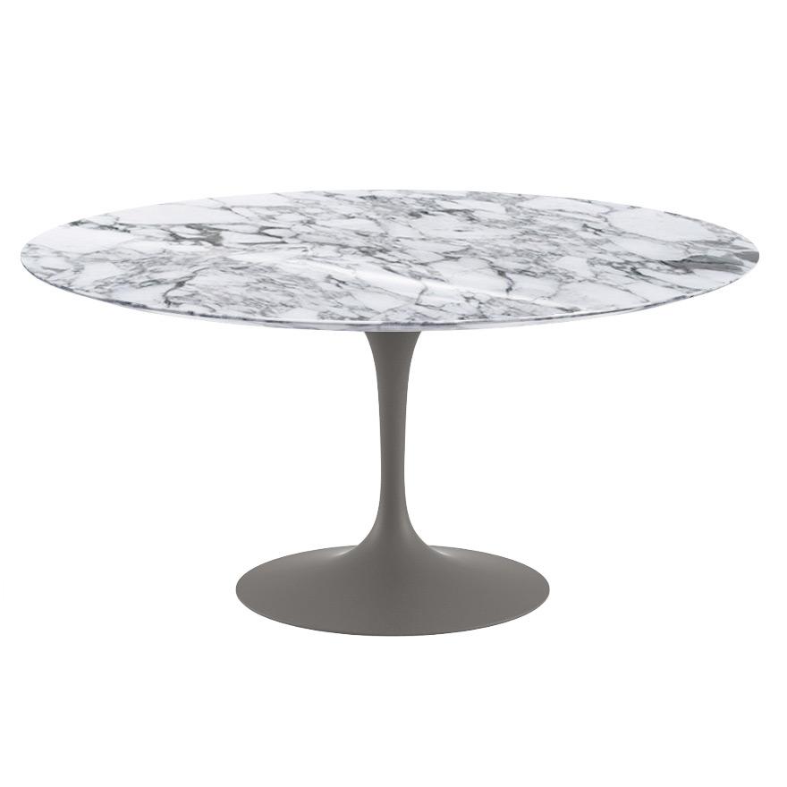 Saarinen 60" Round Dining Table Dining Tables Knoll Grey Arabescato Coated Marble 