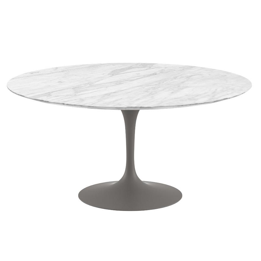 Saarinen 60" Round Dining Table Dining Tables Knoll Grey Carrara Satin Coated Marble 