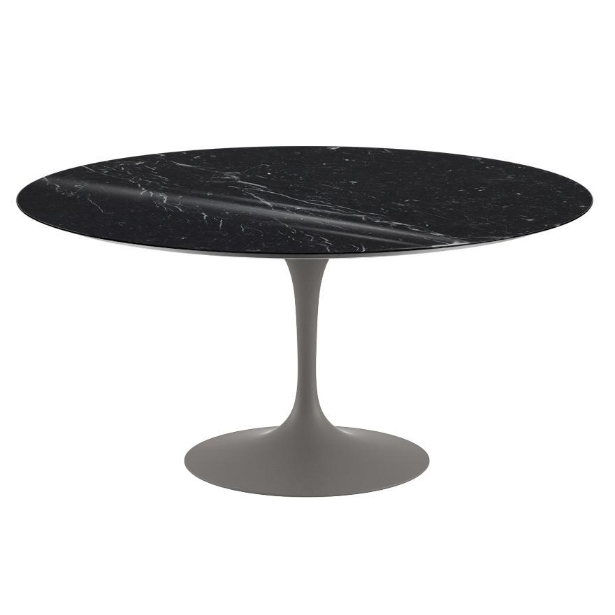Saarinen 60" Round Dining Table Dining Tables Knoll Grey Nero Marquina Coated Marble 