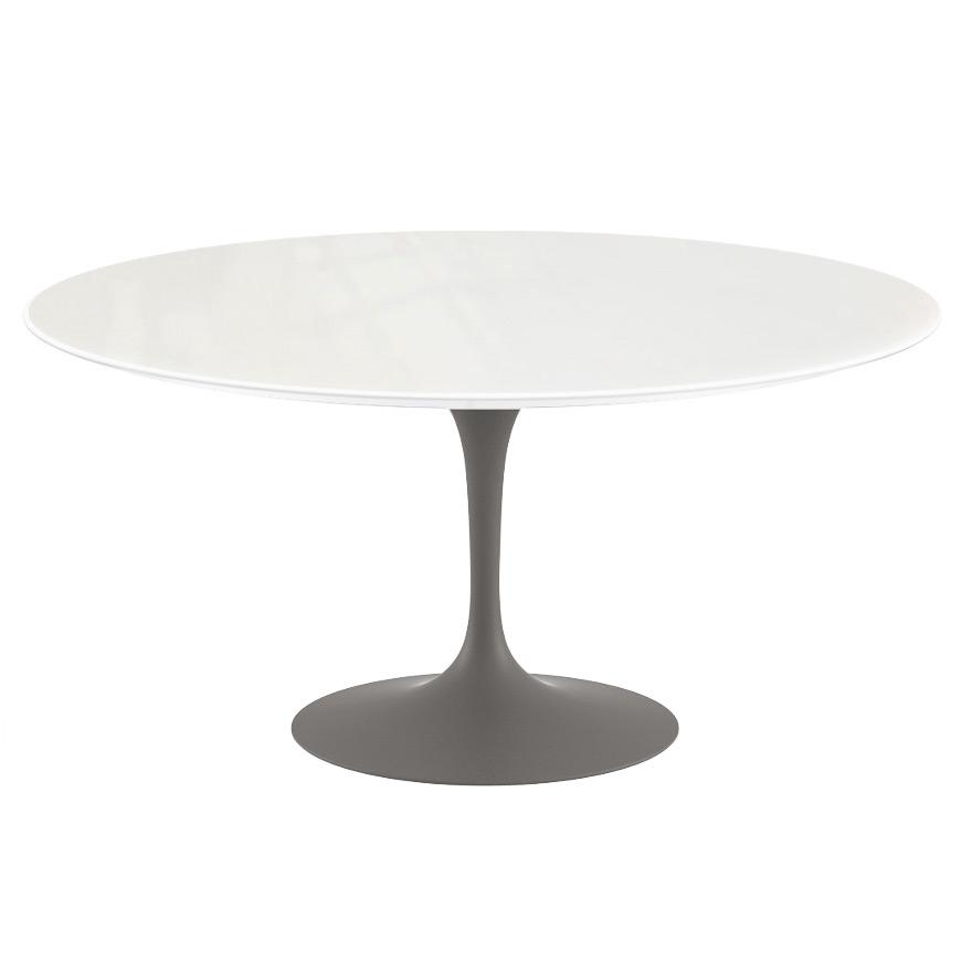 Saarinen 60" Round Dining Table Dining Tables Knoll Grey Vetro Bianco 