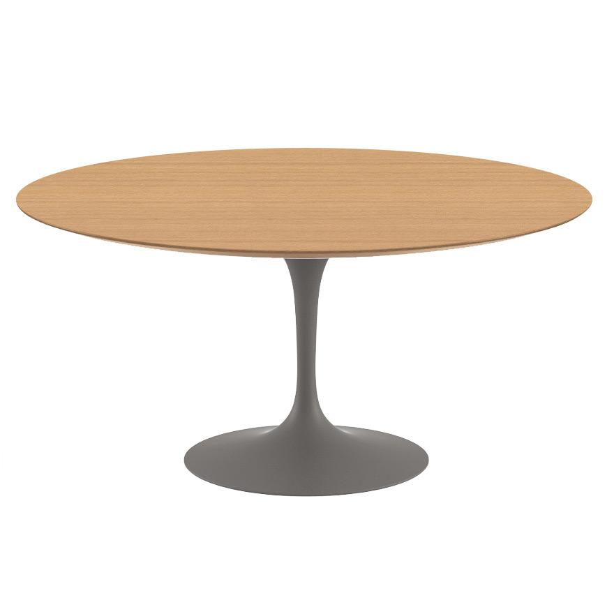 Saarinen 60" Round Dining Table Dining Tables Knoll Grey Light Oak Veneer 