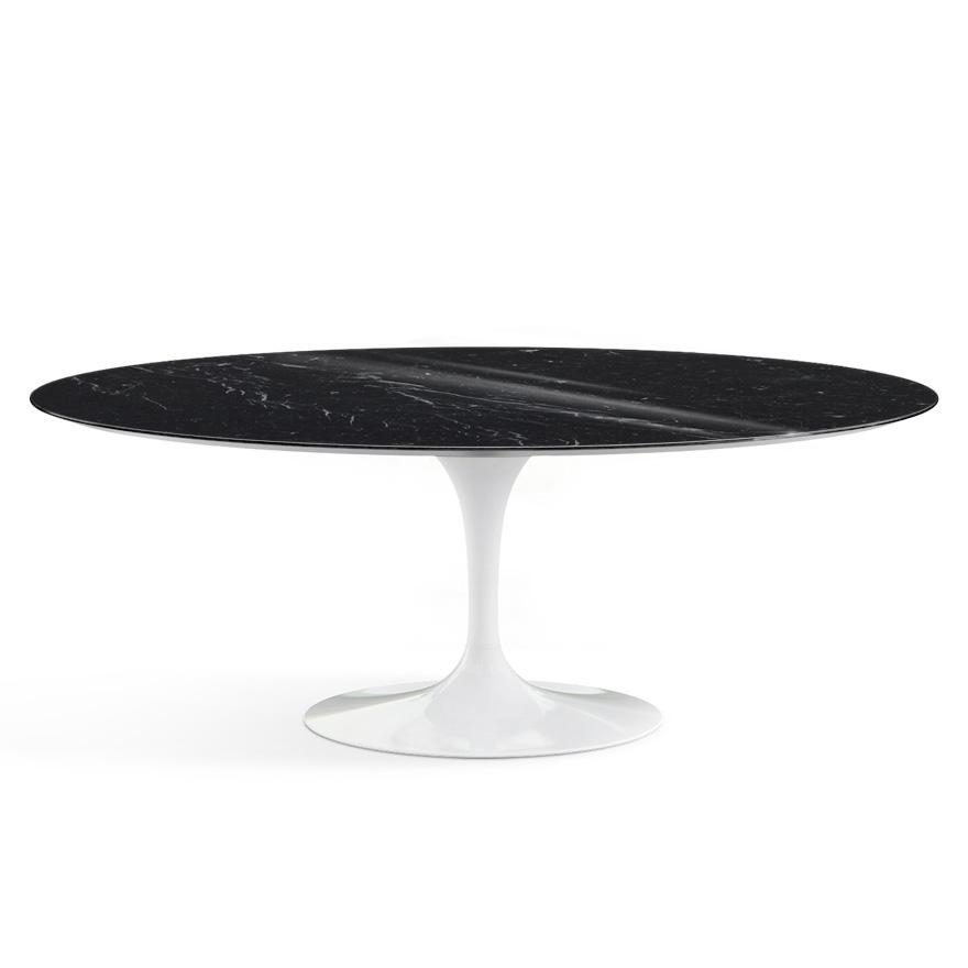Saarinen 78" Oval Dining Table Medium Dining Tables Knoll White Nero Marquina marble, Shiny finish 