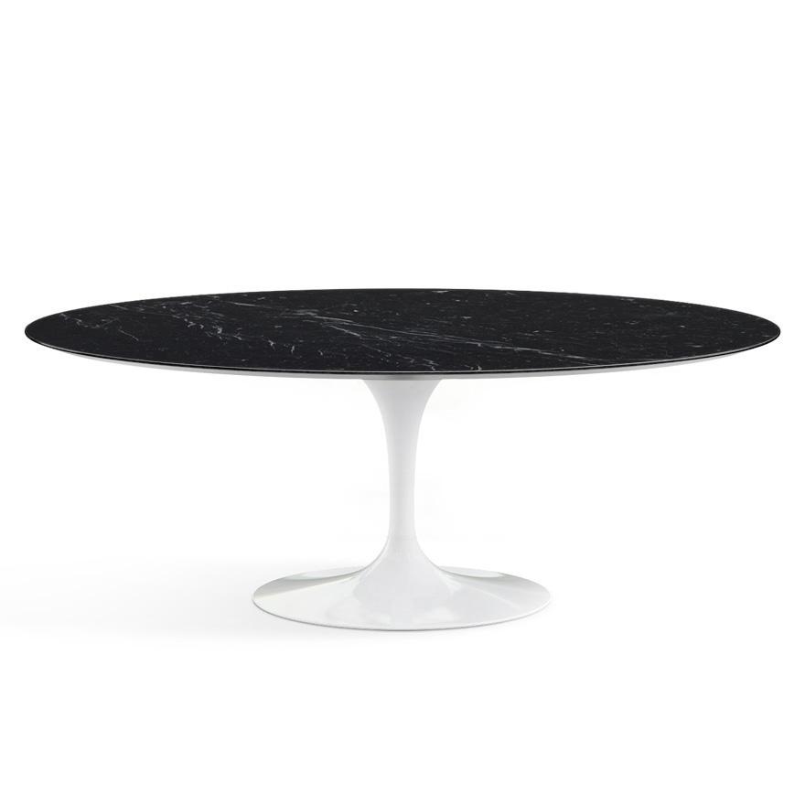 Saarinen 78" Oval Dining Table Medium Dining Tables Knoll White Nero Marquina marble, Satin finish 