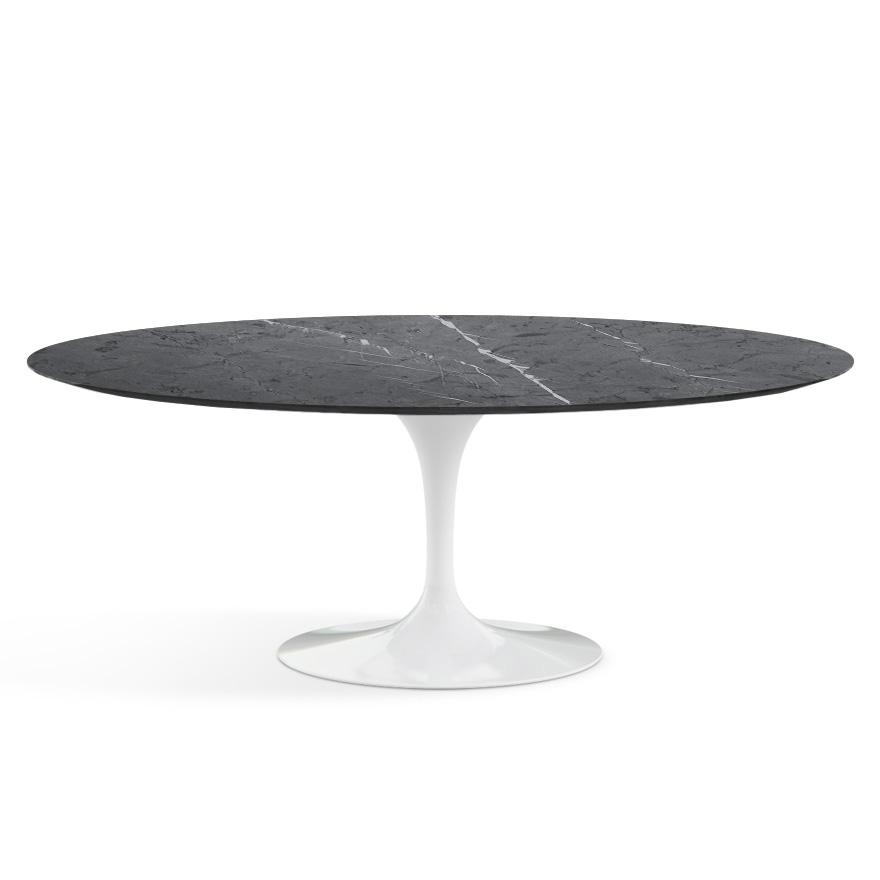 Saarinen 78" Oval Dining Table Medium Dining Tables Knoll White Grigio Marquina marble, Satin finish 