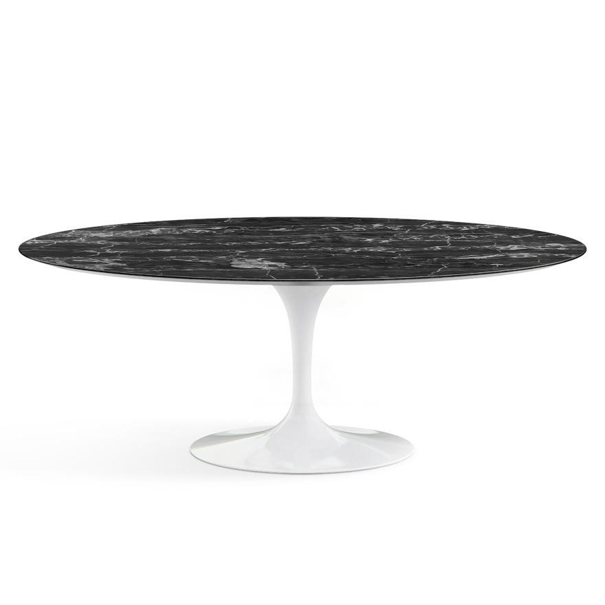Saarinen 78" Oval Dining Table Medium Dining Tables Knoll White Portoro marble, Satin finish 