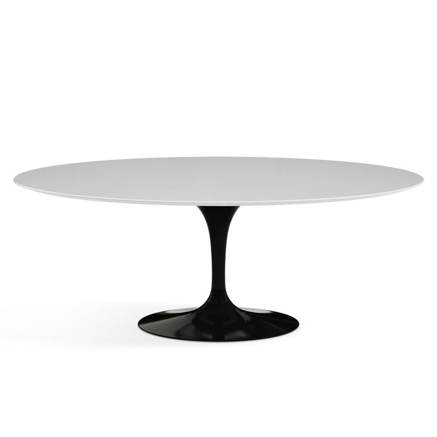Saarinen 78" Oval Dining Table Medium Dining Tables Knoll Black White laminate, Satin finish 