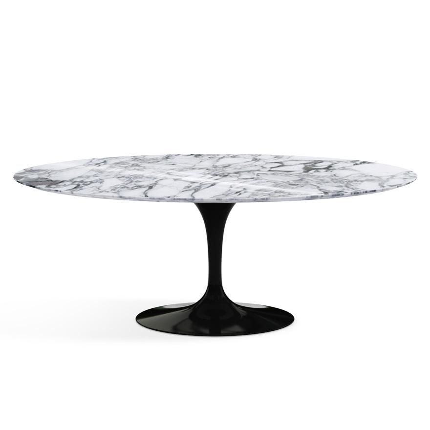 Saarinen 78" Oval Dining Table Medium Dining Tables Knoll Black Arabescato marble, Shiny finish 