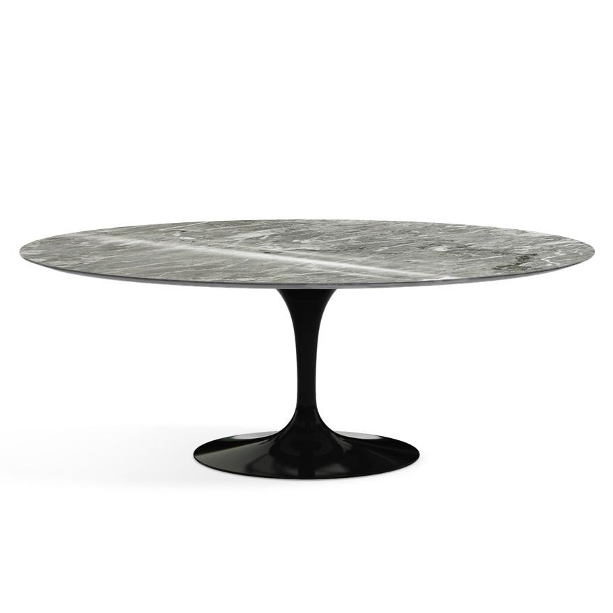 Saarinen 78" Oval Dining Table Medium Dining Tables Knoll Black Grey marble, Shiny finish 